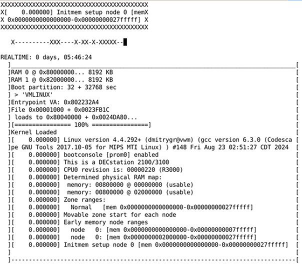 Screenshot of u4004 - the 4004 emulator that emulated the Linux/4004 board