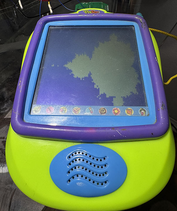 Pixter Classic showing a Mandelbrot set drawn using emulated ARM code